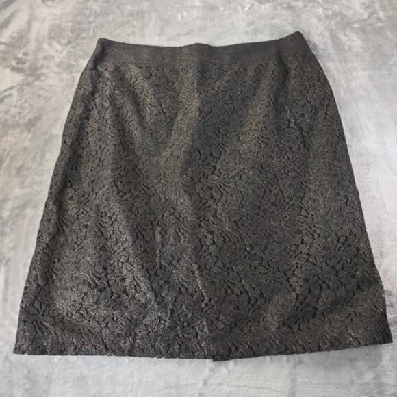 Jaclyn Smith Womens L Black Lace Pencil Skirt Lined Zip Stretch Dressy Vintage - Picture 3 of 11